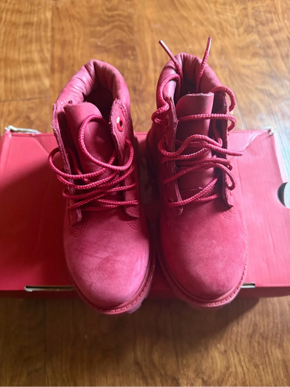 Timberland Kids Red Lace-Up Waterproof Boots